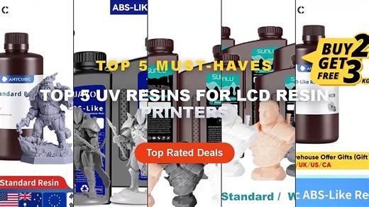 Ultimate Guide to the Best Top 5 UV Resins For LCD Resin Printers - ANYCUBIC ABS Like Pro 2 3D Printer Resin Hardness an...