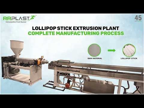 LOLLIPOP STICK EXTRUSION PLANT COMPLETE MANUFACTURING PROCESS #rrplast #plastic #lollipop #machine
