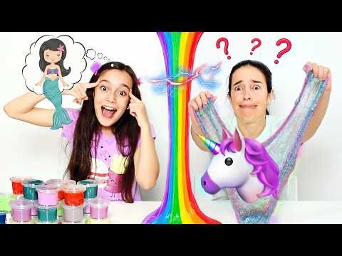 SLIMES POR TELEPATIA MÃE E FILHA ★ Desafio com a mamãe (Twin Telepathy Slime Challenge) | COMPLETO