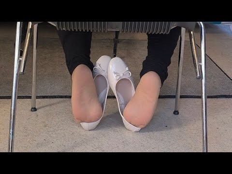 Flats shoeplay in nylons under chair | Custom videos available