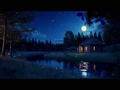 Soothing forest sounds at night - the sound of crickets in the moonlight