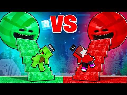JJ RUBY vs Mikey EMERALD MOON WAKES UP Longest Stairs Battle in Minecraft - (Maizen)