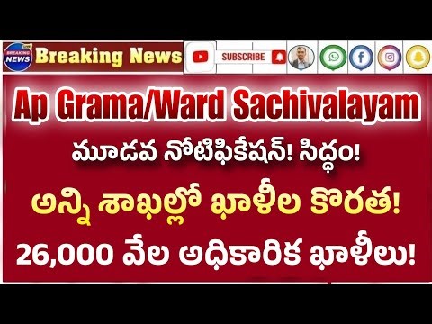 Ap Grama/ward sachivalayam 3rd notification| ap sachivalayam vacancy list| ap job calendar 2026