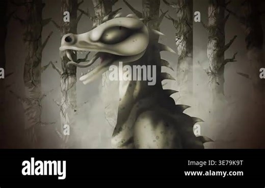 reptilian alien chupacabra creature walking through misty forest Stock Video Footage - Alamy