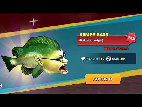 KEMPY BASS UNLOCKED AND KILL ALL SHARKS - BIG SHARK | HUNGRY SHARK EVOLUTION