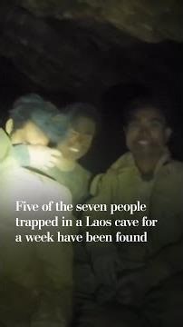 Five of the seven people trapped in a Laos cave for a week have been found