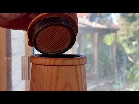 Richard Raffan first box using threaded inserts in Douglas fir.