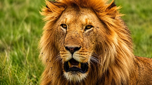 Majestic Male Lion Watching Across the African Grasslands