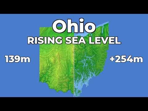 (4K) Rising Sea Level - Ohio 🇺🇸 🌊🌳 #geography #map #usa #ohio #sealevelrise