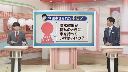 【天気のギモン】降水確率が何パーセントで傘を持っていく？　気象予報士が解説（FBS福岡放送）