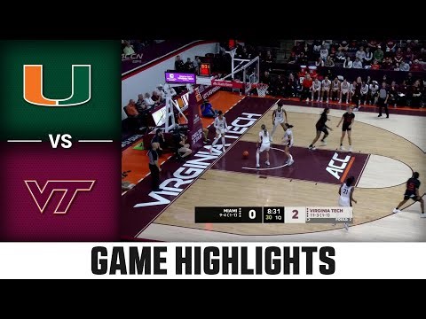 Miami vs. Virginia Tech Game Highlights | 2025-26 ACC Women's Basketball