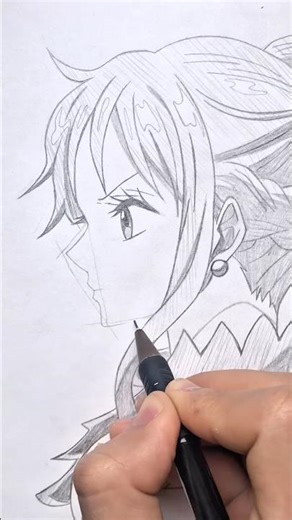 How to draw Nami Side Profile 🧡 #ワンピース #onepiece #ゾロ #nami #アニメ#イラスト#howtodraw #shorts