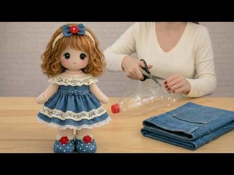 GENIUS!😱 Cute Baby Doll From Plastic Bottle and Old Jeans 🌟 Step-by-Step Tutorial - DIY