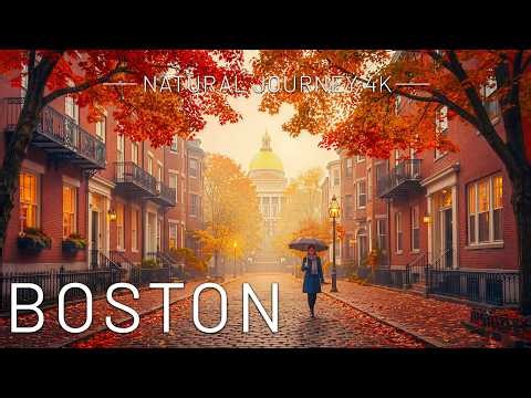Boston in Autumn 4K 🍁 Historic Streets, Golden Parks, Charming Neighborhoods & Beautiful City Views