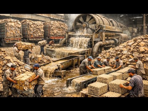 Incredible Recycling Process of Making Egg Trays Using Waste Paper Factory Manufacturing process