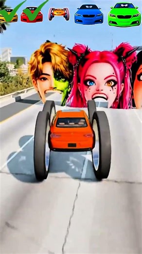 Crazy Car vs Giant Characters Challenge 🚗 | Blind Crash Test Simulation #CarCrashSimulator #CarGame