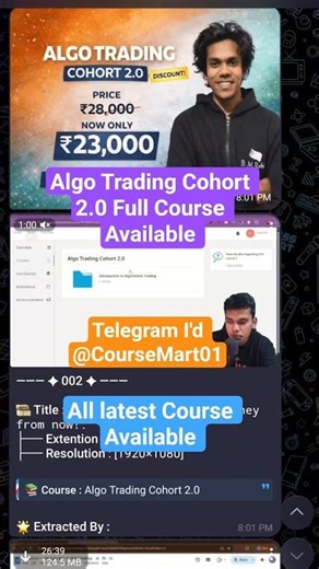 Algo Trading Cohort 2.0 Full Course Available for free 😎 | leak course | latest Course | #shorts !