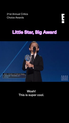 And the award for Cutest Speech also goes to Jacob Tremblay. 🥹 | E! Entertainment