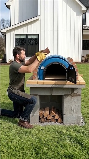DIY Traditional Wood-Fired Pizza Oven from Scratch! 🪵🍕 #shorts