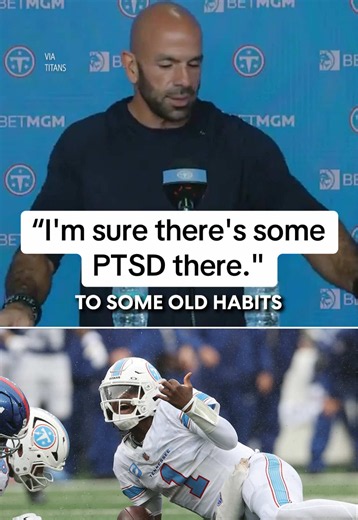 Titans HC Robert Saleh says that Cam Ward may have some PTSD from being sacked 55 times as a rookie. #Titans #NFL #CamWard #RobertSaleh #Hurricanes