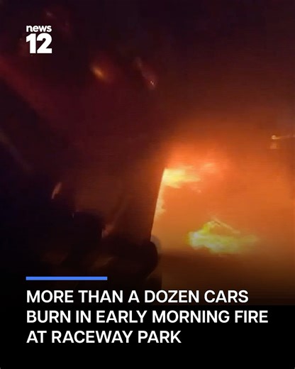 BURNING VEHICLES: A video shows more than a dozen cars burned in a massive fire at Raceway Park in Old Bridge Sunday morning. - https://bit.ly/4bqIa4v | News 12 New Jersey