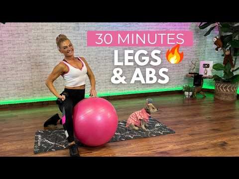 Strong Legs and Abs Workout with Dumbbells and Stability Ball