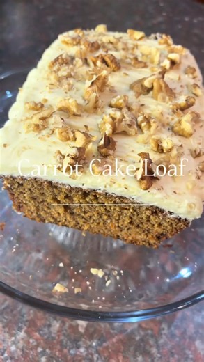 Homemade carrot cake loaf with cream cheese icing