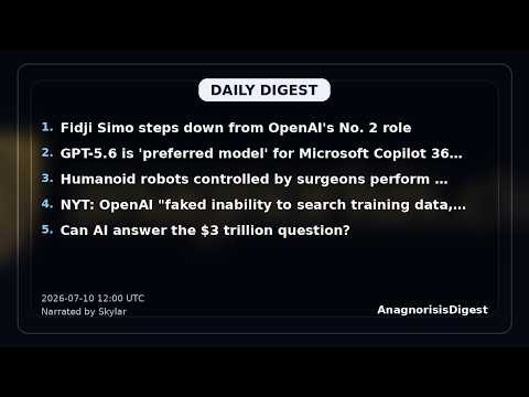Daily Digest: Fidji Simo Steps Down from OpenAI No. 2 Role, Humanoid Robots Perform Surgery — 2026-0