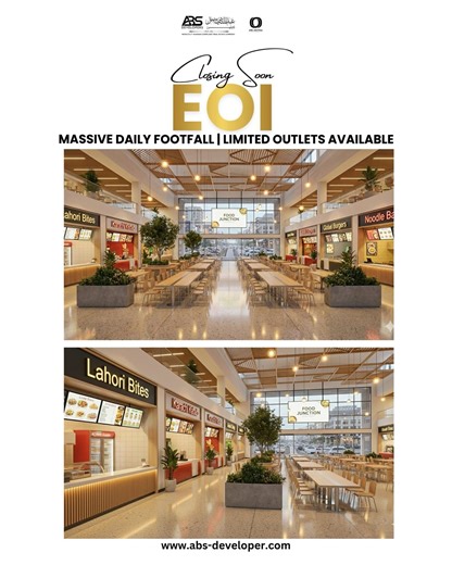 THE CLOCK IS TICKING! ⏳ Only 5 DAYS LEFT to secure your spot at ABS Central Luxury Residences. This is your chance to own a premium outlet in one of the most sought-after locations. 📍 0 Seconds from Ring Road Interchange 📍 1 Minute from Pine Avenue 🚗 150,000 Daily Footfall (Massive visibility!) 💰 Secure your outlet with EOI for just 5 LAC. 💳 Enjoy a flexible 50/50 Payment Plan. Don’t miss out on the lifestyle and investment of a lifetime. The countdown has begun! Call/WhatsApp 03-222-333-33