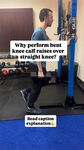 Dr.Matt Silver, DPT on Instagram: "A standing bent knee calf raise will target the soleus muscle more than the gastrocnemius muscle. 🦵 ✨Both muscles are used when distance running. However, the soleus is used more. ✨Here’s why. The soleus has a HUGE capacity and can go forever. The gastrocnemius, not as much. It’s more fast twitch and fatigues faster. ✨The take away? Don’t ignore straight knee calf raises, but bent knee calf raises will build the soleus engine. ✨Side note, 2/3rds of your Achill