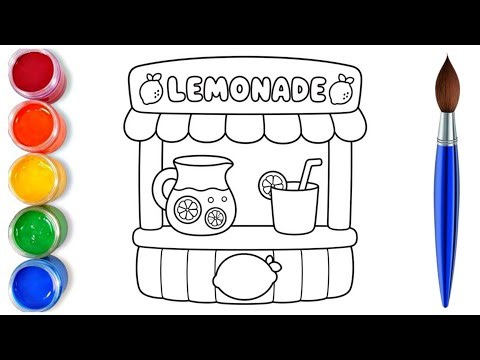 How to draw cute lemon juice stall | easy drawing step by step