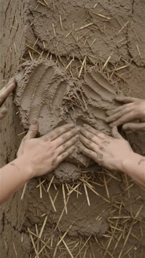 Farm girls building a mud house #farmergirl #shorts #shortsfeed #campinglife