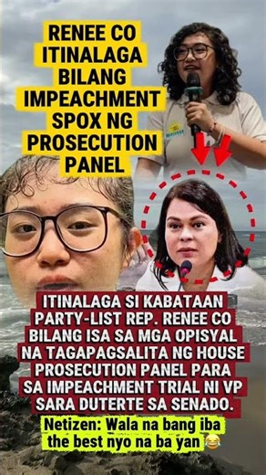 Renee Co itinalagang impeachment spokesperson ng prosecution panel