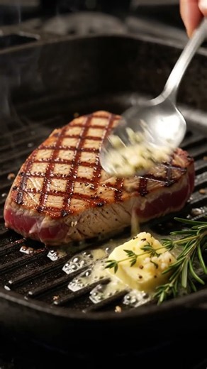 🐟 PERFECT GRILLED TUNA STEAK 🤤🔥 | Pink & Juicy! #shorts #tuna #food