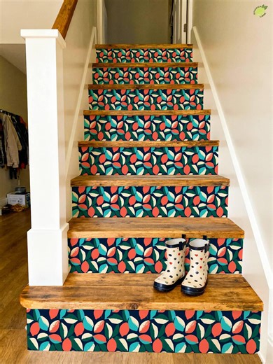 Abstract Lemon Motif Sticker Design Pattern,stair Riser Stickers,peel and Stick Stair Riser,vinyl Strip Self Adhesive,easy to Trim - Etsy