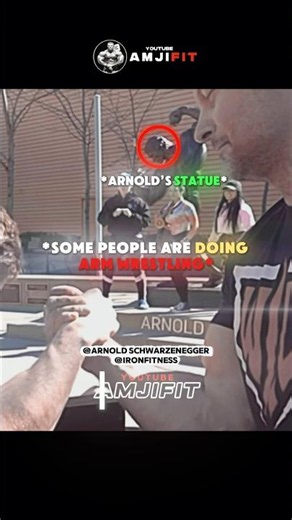 😮armwrestling front of arnold’s statue !!
