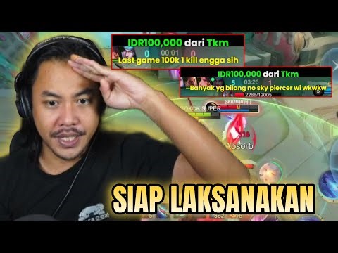 LAGI DAN LAGI CHALLENGE 🔥- 1 KILL = 100K NO SKYPIERCER - Mobile Legends