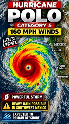 Hurricane Polo Explodes into CATEGORY 5! 160 MPH Winds