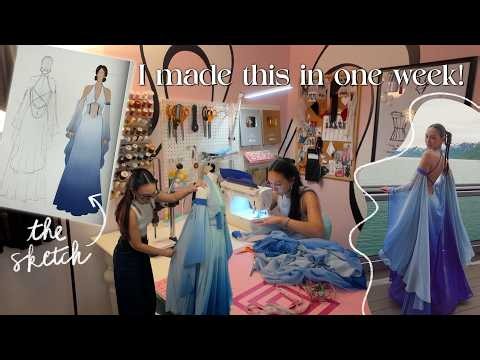 I made a gown fit for a *Water Goddess*🌊❄️ (FULL PROCESS: design, patternmaking, sewing)