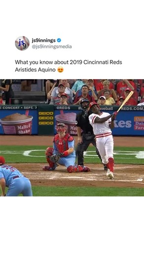 Joshua Shiffman on Instagram: "Aristides Aquino hit 19 home runs in 56 games played in 2019 for the Cincinnati Reds 😳 - Follow (@js9innings) for insane baseball content⬅️ - Use BRUCE BOLT code “JS9” for an exclusive offer on your next order for the best baseball equipment and accessories ⚡️ - Via - (@mlb) - #baseball #MLB #sports #baseballlife #reds"