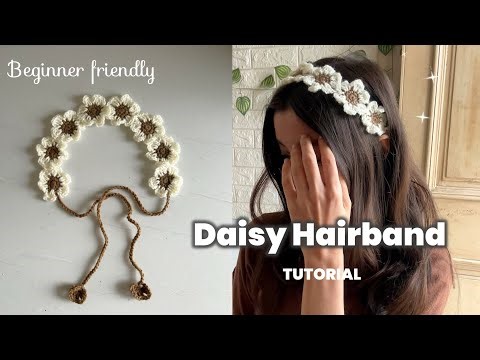 Crochet Daisy Hair Band Tutorial | Easy & Beginner Friendly | Pinteresty 