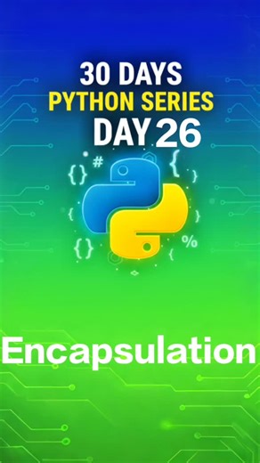 @kiran on Instagram: "Day 26 – Encapsulation in Python 🔐 Encapsulation means binding data and methods into a single unit (class) and protecting data from direct access. Just like a mobile phone – you use buttons, not internal circuits. 📌 Today I explained: • What is Encapsulation • Why we need Encapsulation • Real-time example • Simple Python explanation #Day26 #Python #Encapsulation #OOPS #PythonLearning LearnPython Coding Programming BTech Students PythonBasics"