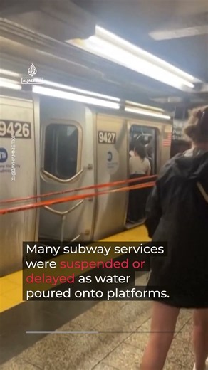 Torrential rain floods New York City’s streets and subway | AJ #shorts