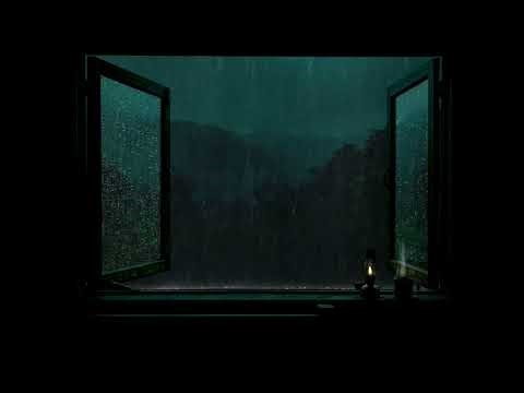 Heavy Rain on Bedroom Window | Cozy Night Atmosphere for Sleep & Relaxation