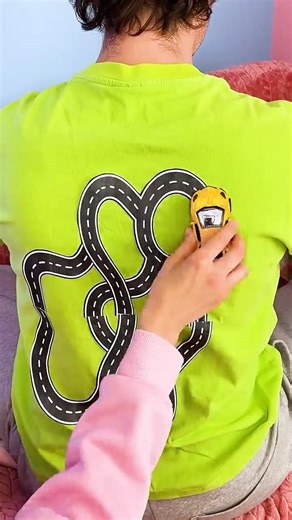 Dad’s T-Shirt Turned Into a Car Track! 🚗👕 #diy #shorts