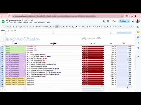 How to Create an Assignment Tracker using Google Sheets!