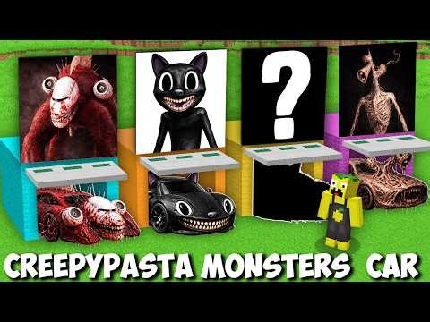 Which GARAGE WITH CREEPYPASTA MONSTERS to CHOOSE in Minecraft ! INFECTED SKY vs CARTOON CAT BASE !