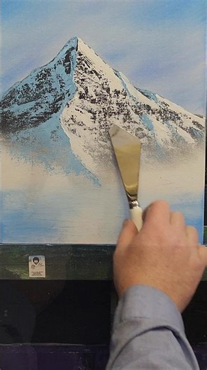 BOB ROSS PALETTE KNIFE MOUNTAIN PAINTING - No Pressure #bobross #shorts