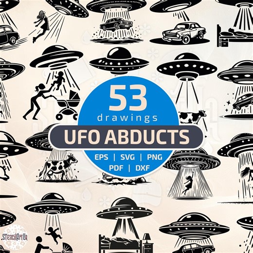 53 Ufo Abduction Mega Bundle, Detailed Alien Scenes Vector Art for Engraving and Print. Professional Pack Svg Eps Dxf Png Pdf Designs - Etsy
