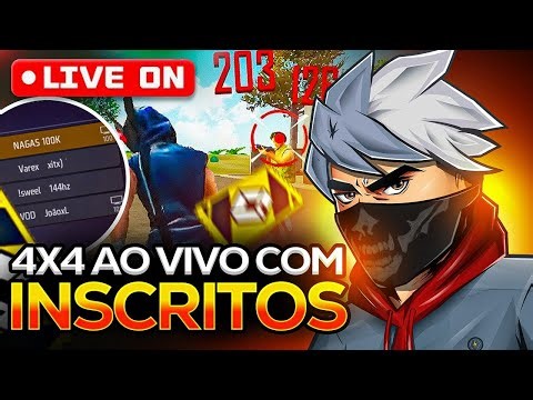 🔥 LIVE FF 🔥 FREE FIRE AO VIVO 🔥 4X4 + 6X6 COM INSCRITOS 🔥 SALA PERSONALIZADA 🔥